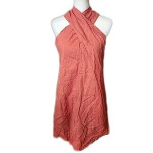 Cupshe NWT Coral Orange Criss Cross Neck, Cotton Sheath Dress, Small
